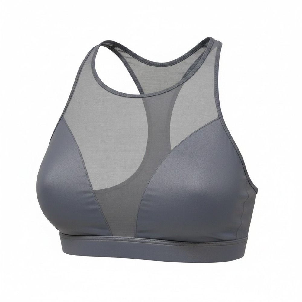 Victoria's Secret Sport Shine High-Neck‎ Sports Bra Small Grey Mesh Racerback